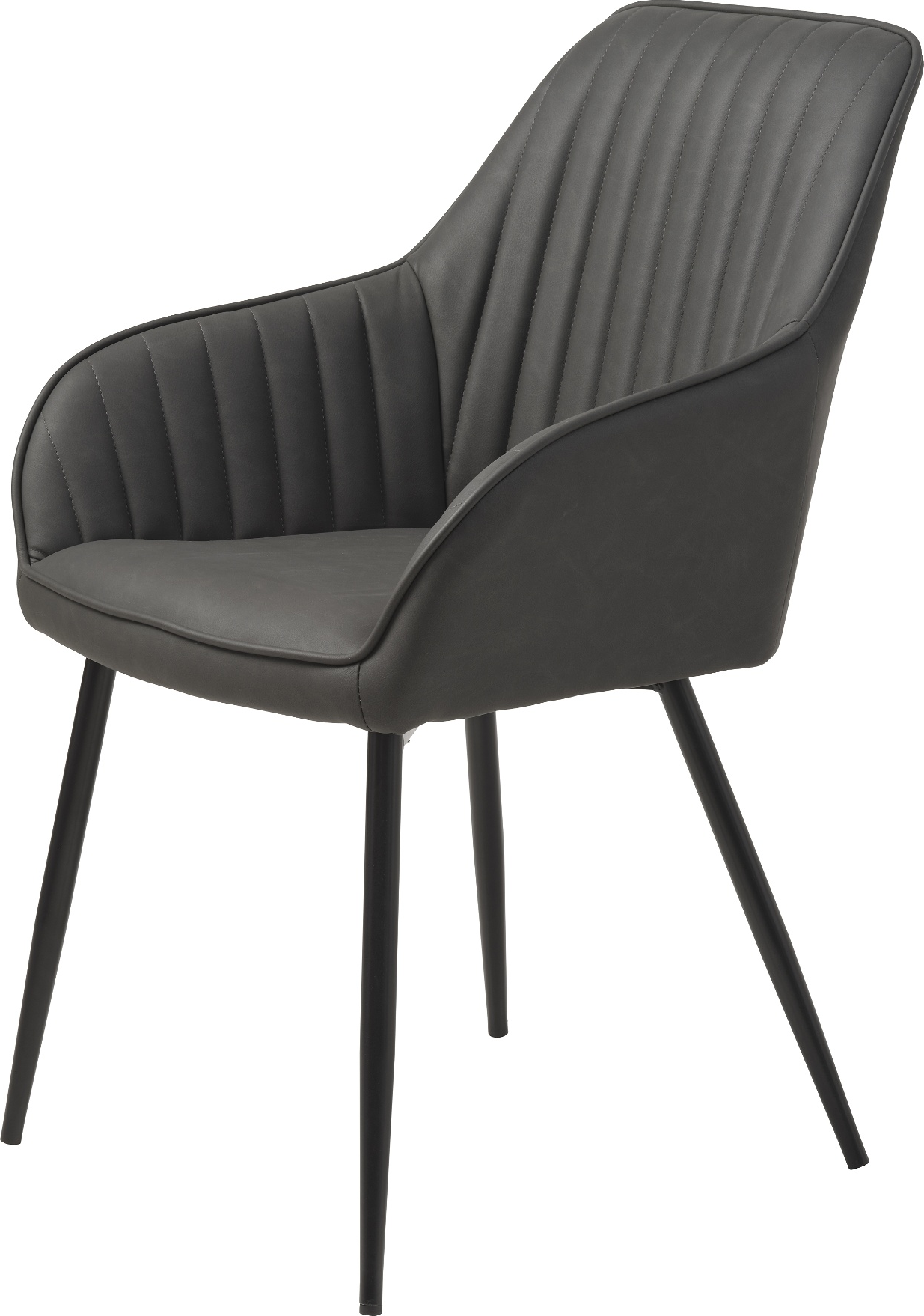 Spisebordsstol med armlæn Nordique Design Melfort mørkegrå PU-vintage sort metalramme H84ÃB58ÃL59 cm